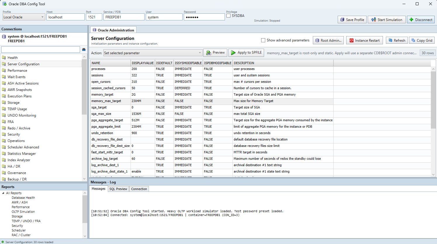 Oracle Server Config Tool