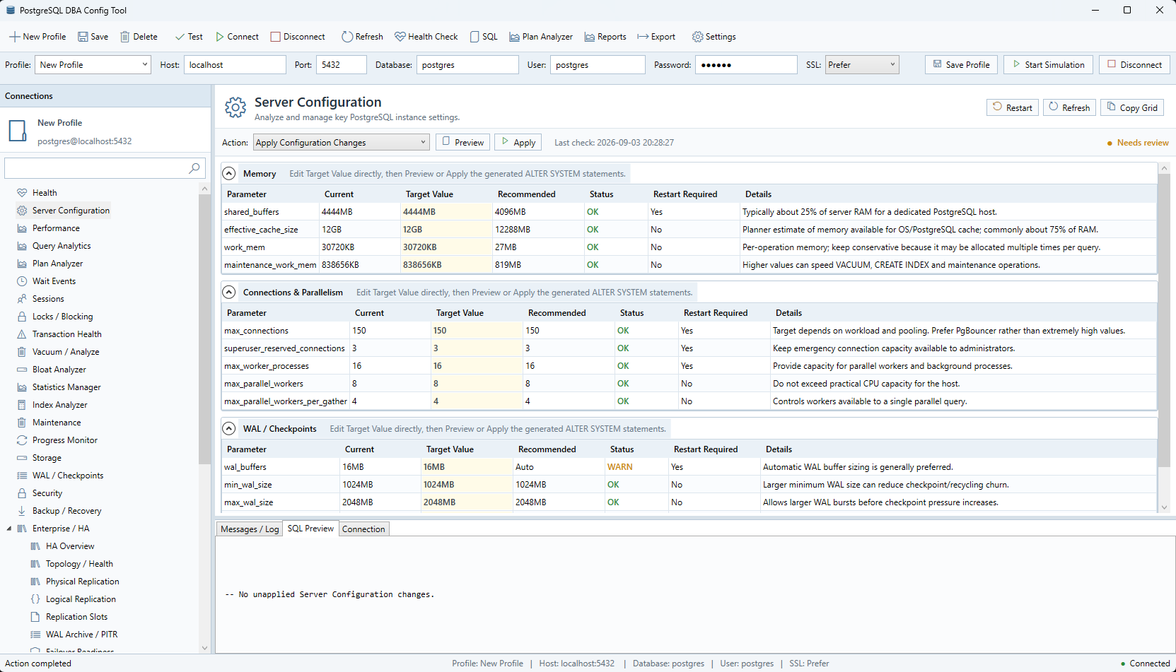 PostgreSQL Server Config Tool
